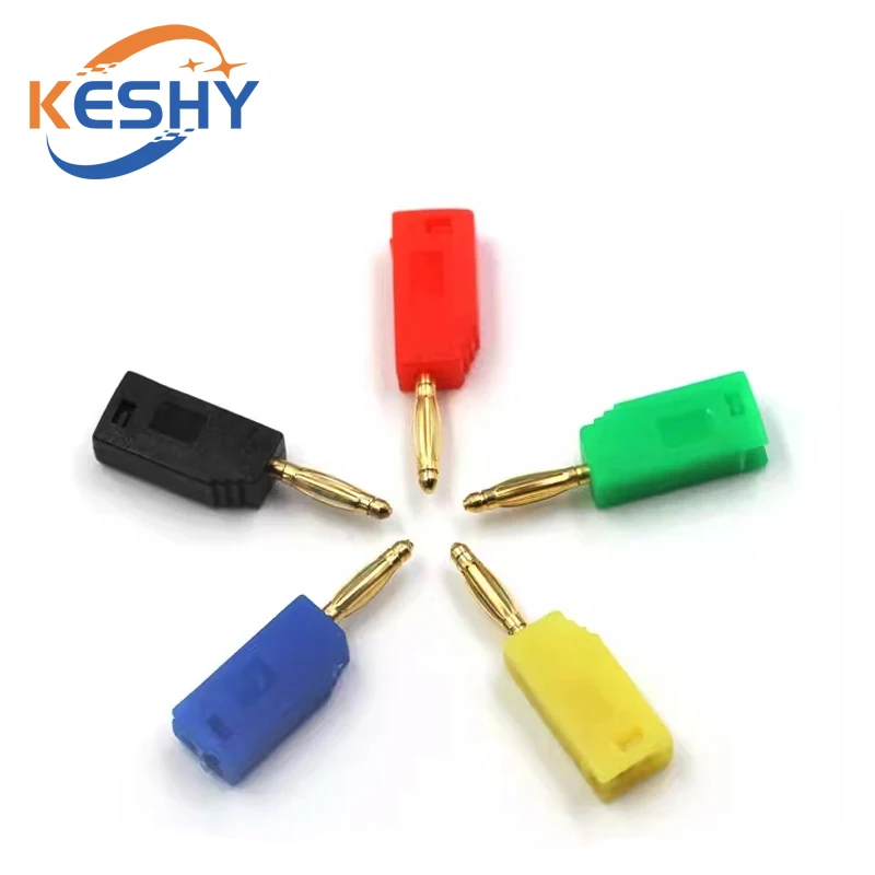 5PCS 2MM Banana Plug Gold Plating Stackable Electrical Terminal Connector Accessorie Male Retractable Tube Wire Solder Connector