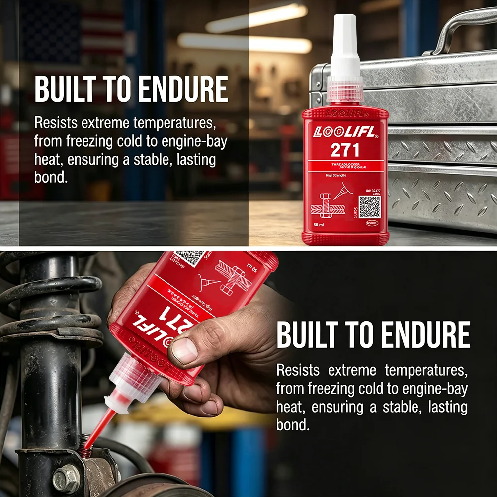 LOOLIFL 271 50ml High Strength Threadlocker Anaerobic Adhesive Anti-Vibration Bolt Locking Sealant for Automotive Industrial Use