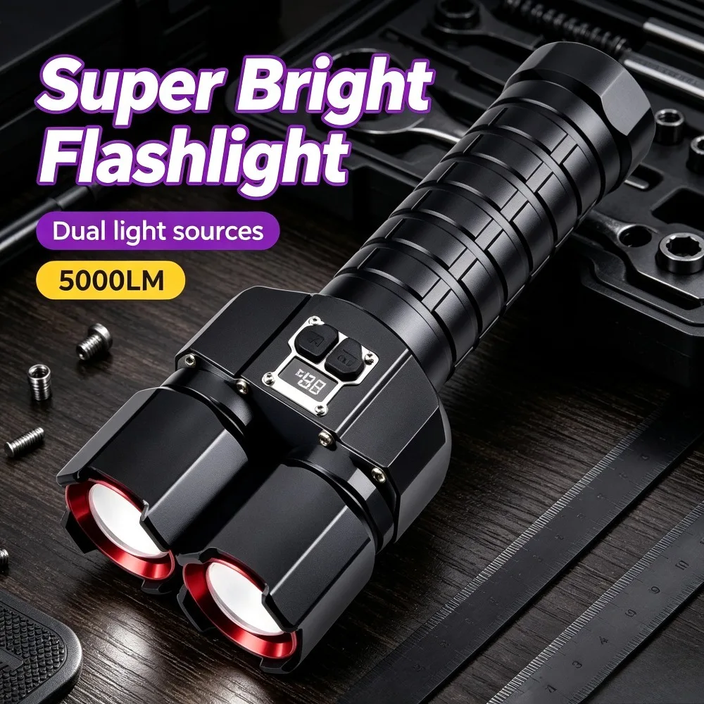 high-lumen-outdoor-flashlight-white‑yellow-dual-color-light-source-torch-type‑c-fast-charging-for-long‑range-field-lighting