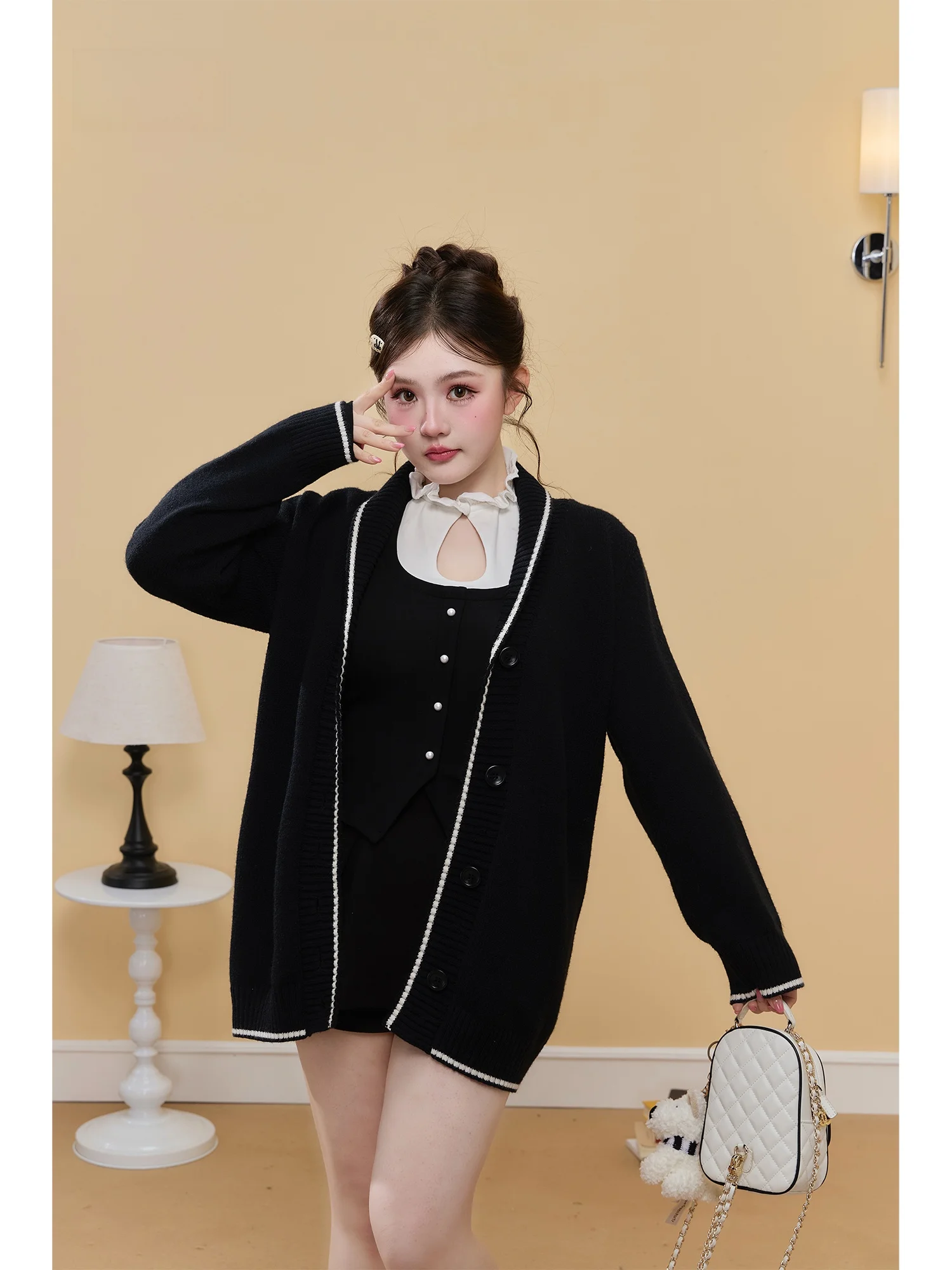 

Супермягкий уютный корейский вязаный кардиган Zhou Bai Zi свободного кроя, белый, универсальный шерстяной палантин для женщин