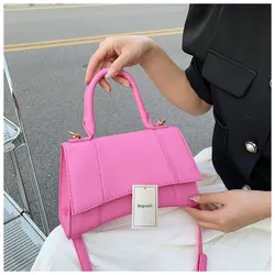 Fashion Small Handbag Women's 2024 New Plain PU Leather Cosmetic Bag Shoulder Crossbody Wallets Design Handpiece Hourglass Bag