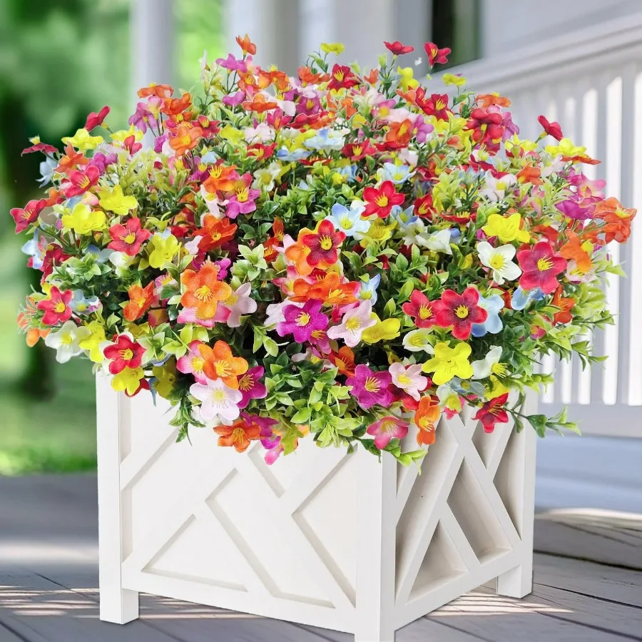 

Artificial Silk Flowers for Outdoors Bulk Fake UV Resistant Plants Faux Bouquets Greenery Shrubs Outside Dration for Garden Por
