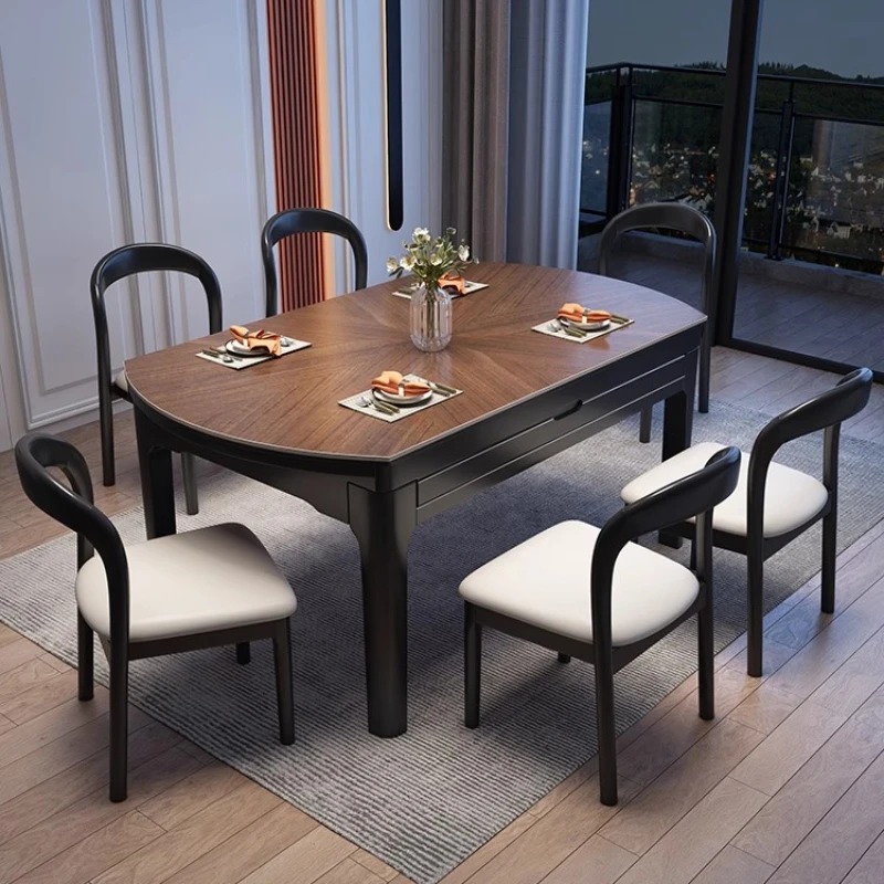 الفاخرة للطي طاولة طعام حديثة القرص الدوار الخشب قاعة المنزل طاولة طعام المطبخ للتمديد موبليس الفقرة El Hogar الأثاث #4