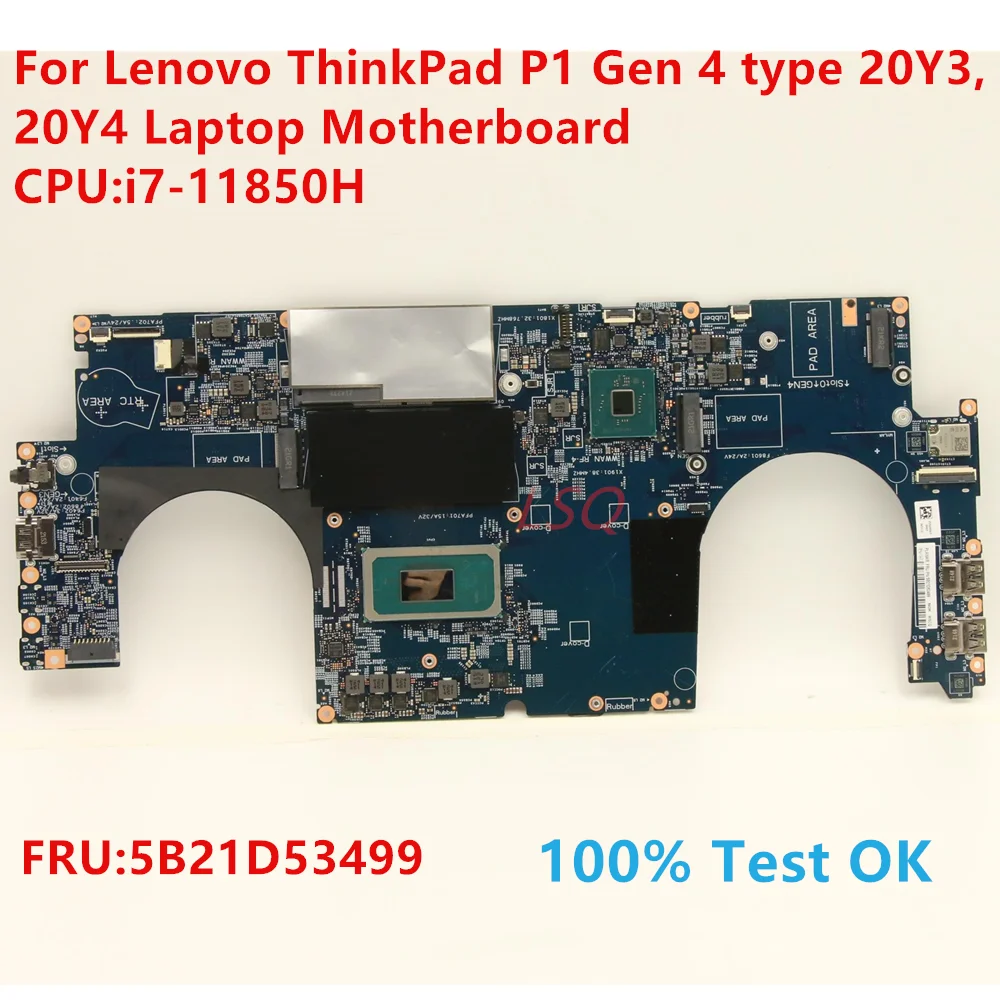 Para lenovo thinkpad p1 gen 4 tipo 20y3, 20y4 placa-mãe do portátil com cpu:i7-11850H fru: 5b21d53499 100% teste ok