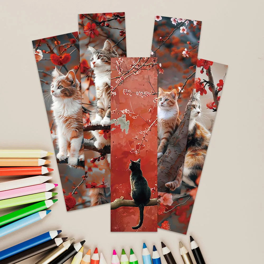 30pcs Retro Aesthetic Flowers Cats Paper Bookmarks For Students DIY Readers Page Marker Library Office Page Marking