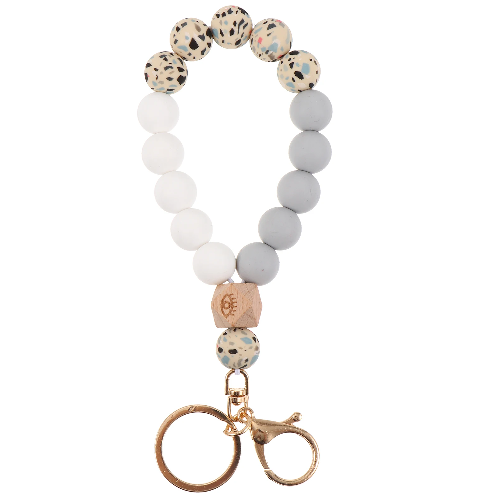 

Silicone Keychain Ring Wristlet Key Ring B Bracelet Anti Lost Beaded Chain Lightweight Portable Gift Idea