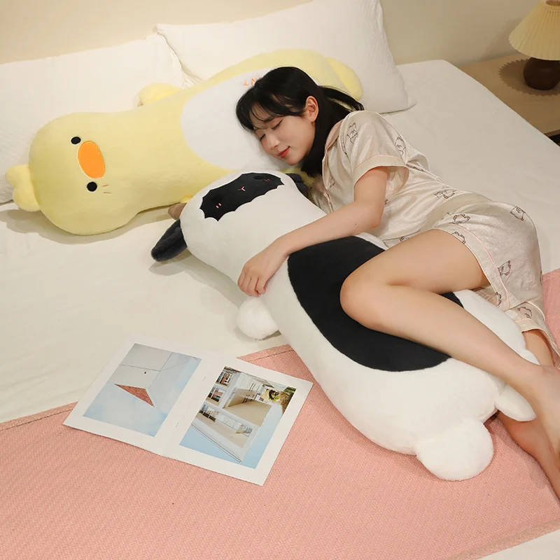 Elephant Duck Hugging Pillow Cow Pig Styles 80/100cm Soft Stuffed Animal Bolster for Bed Rest Birthday Gift Comfort