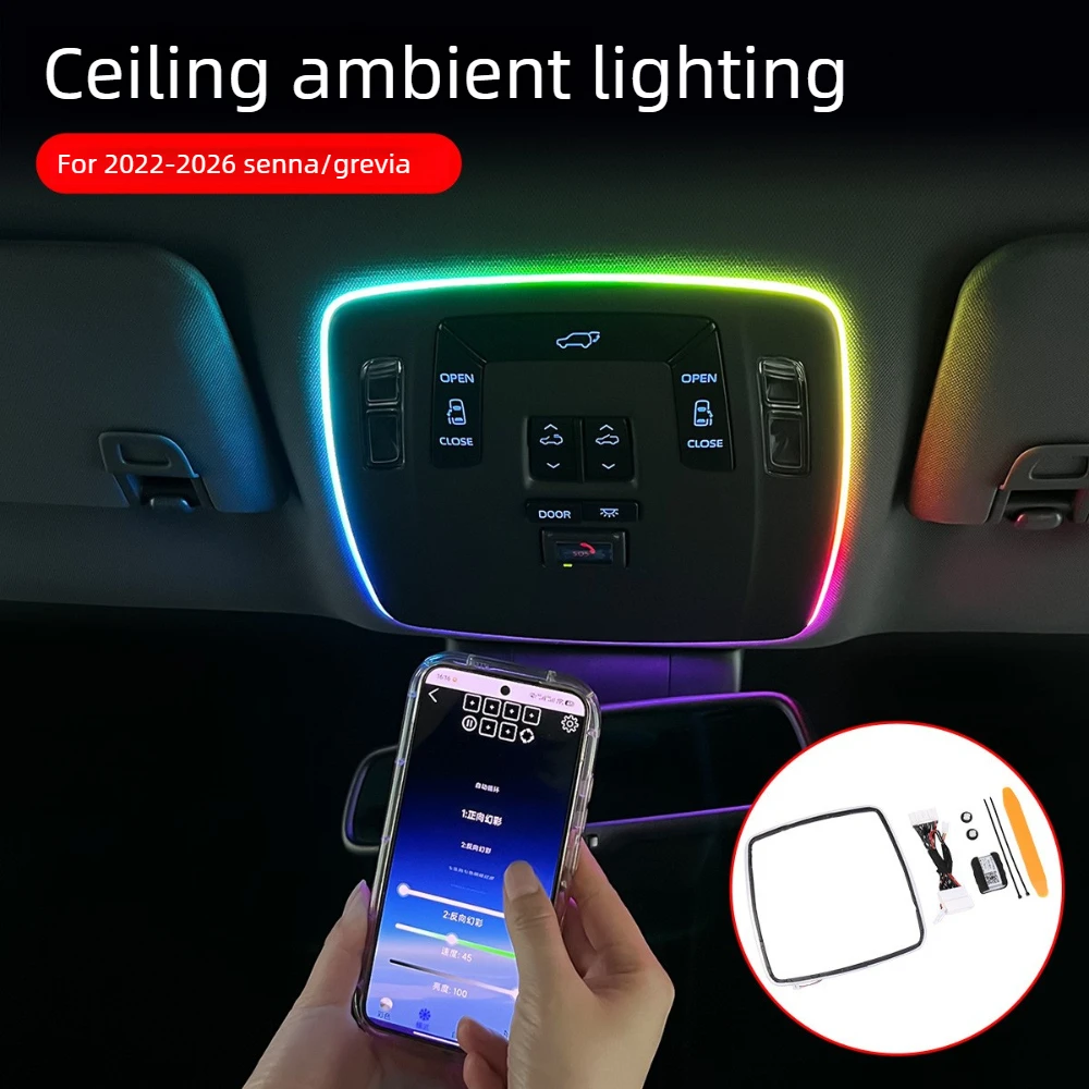 For Toyota Sienna Granvia 2022-2026 Car Roof RGB Ambient Light LED Colorful Interior Mouldings Auto Modification Accessories