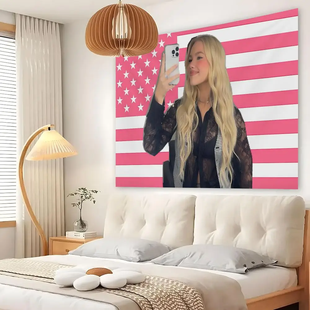 Singer F-Freya Skye Pink American Tapestry Custom Living Bedroom Party Dormitory Interior Wall Bohemian Decoration Attached Clip