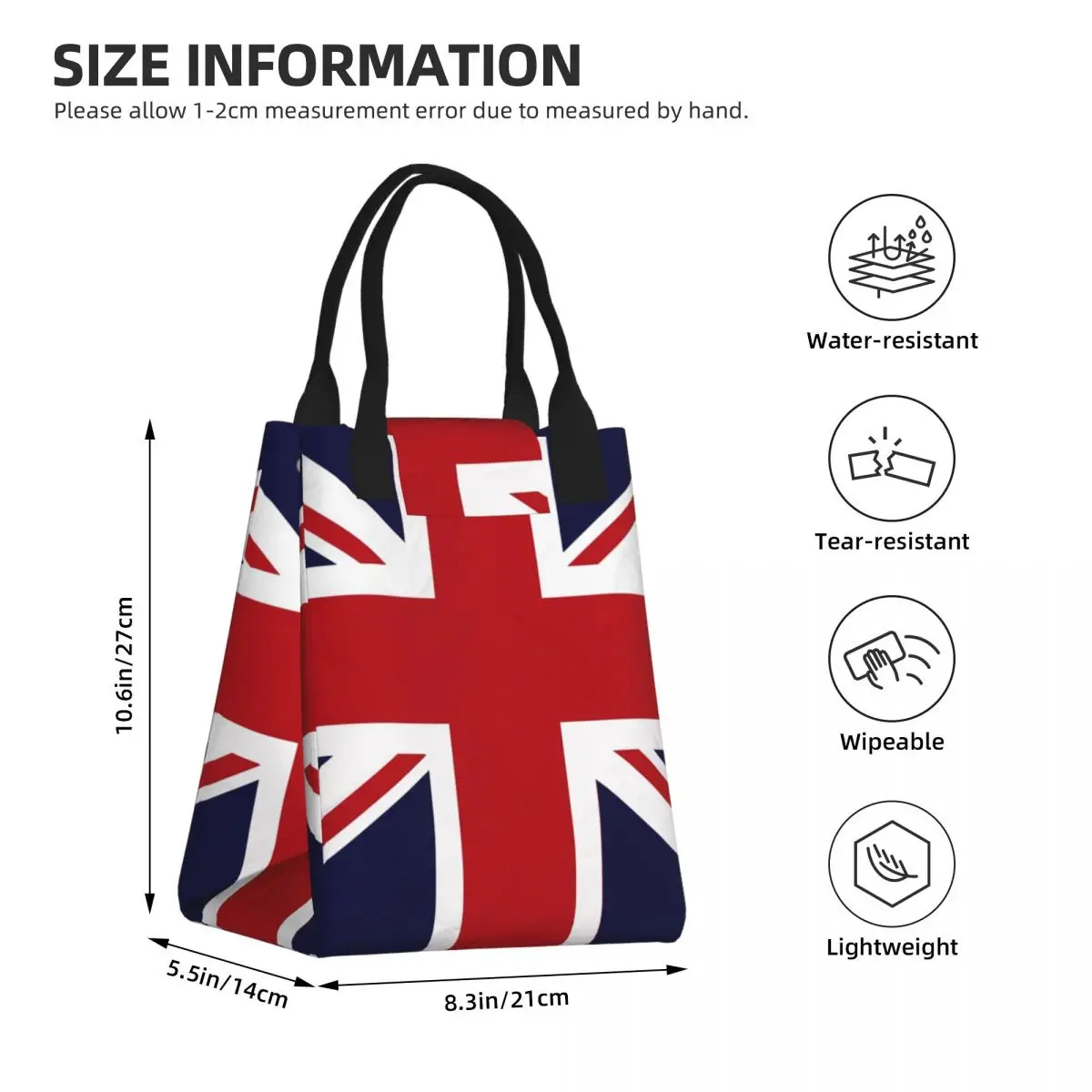 Union Jack Flag Of The UK Insulated Lunch Bag United Kingdom British Resuable Thermal Cooler Bento Box Food Container Tote Bags