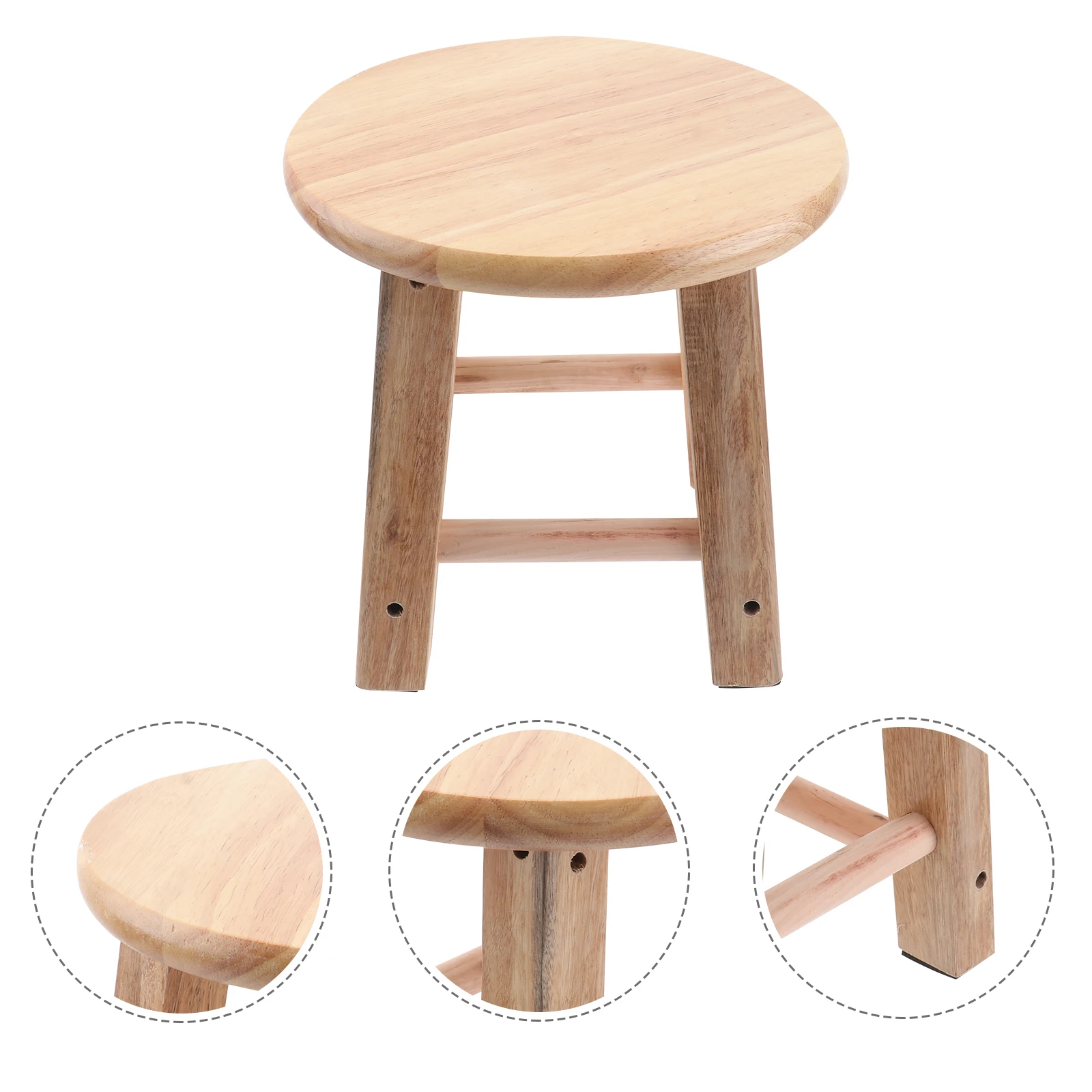 

1pc Modern Round Wood Low Anti-Slip Home Shoe Changing Stool Simple Wood Seat Light Weight Bathroom Stool For Home Use
