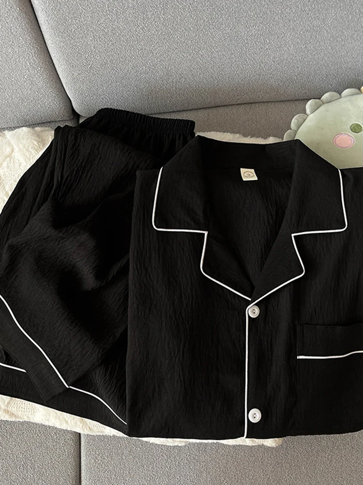 Spring Summer New Solid Simple Men's Pajamas Set Lapel Neck Long Sleeve 2 PCS Men's Pajamas Casual Soft Oversized Loungewear