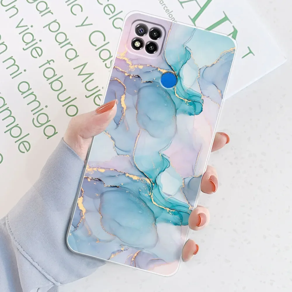 For Xiaomi Redmi 9C Case For Redmi 9C NFC Marble Transparent Silicone Soft TPU Case For Redmi 9C Redmi9C NFC Cover Bumper Back