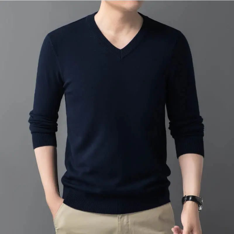 

Men's V-Ne Knitwear Casual Long Sve Overhead Spring Autumn Busin Sle Comfortable Polyester Fiber High Street Faion