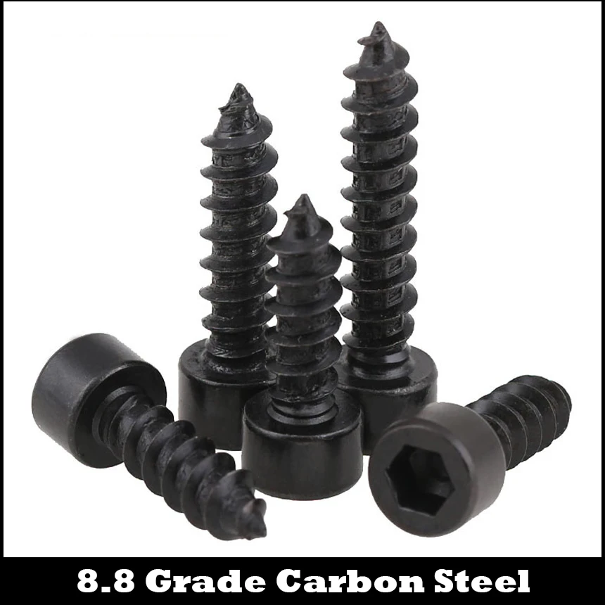 

M2 M2*5/6/8/10 M2x5/6/8/10 8.8 Grade Black Carbon Steel Audio Model Cap Allen Head Inner Hex Hexagon Socket Self Tapping Screw