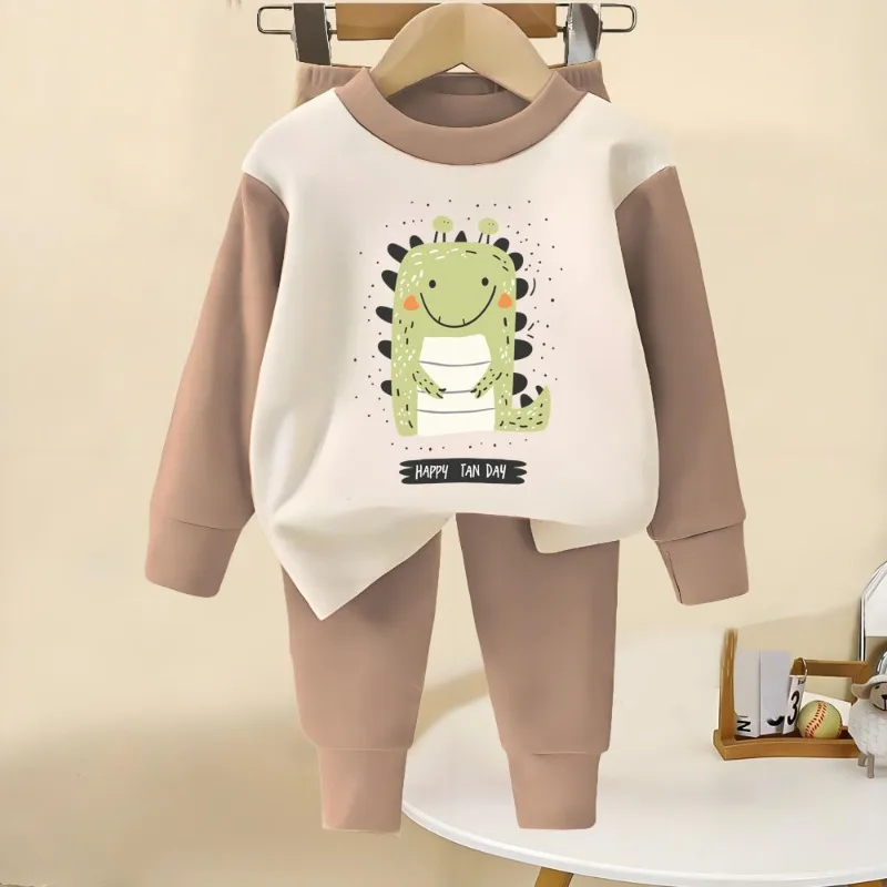 Herbst-Winter Jungen- und Mädchen-Mode Langarm-Heimkleidungssets Kinder Weiche Unterwäsche Anzug Kinder-Pyjamas Schlafanzug – Detail 3