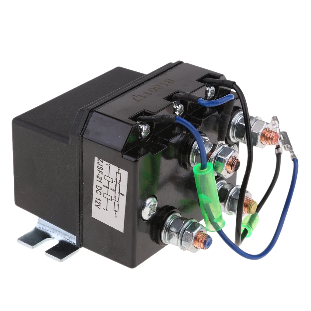 12V ATV Solenoid Relay Contactor Black Plastic Copper DC Switch for Winch Motor Replacement Parts