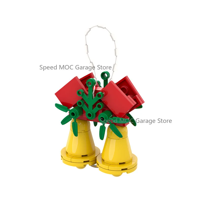 MOC Building Blocks Christmas Bell Ornament - Festive Hanging Decoration, DIY Brick Model for Holiday Tree Decor