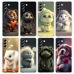 Cute Cartoon Animal Case for Samsung S24 S23 S22 S20 S21 FE Ultra S24 S23 S10 S10E S9 S8 Plus 5G Transparent Phone Shell Capas