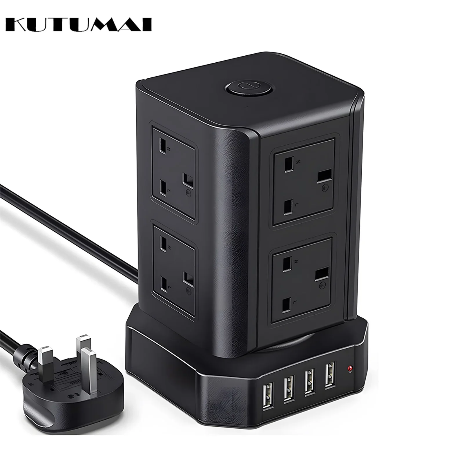 

12-in-1 Vertical Power Socket with 8 Outlets Sockets 4 USB and 2 M Extension Cord Overload Protection Power Strip Tower