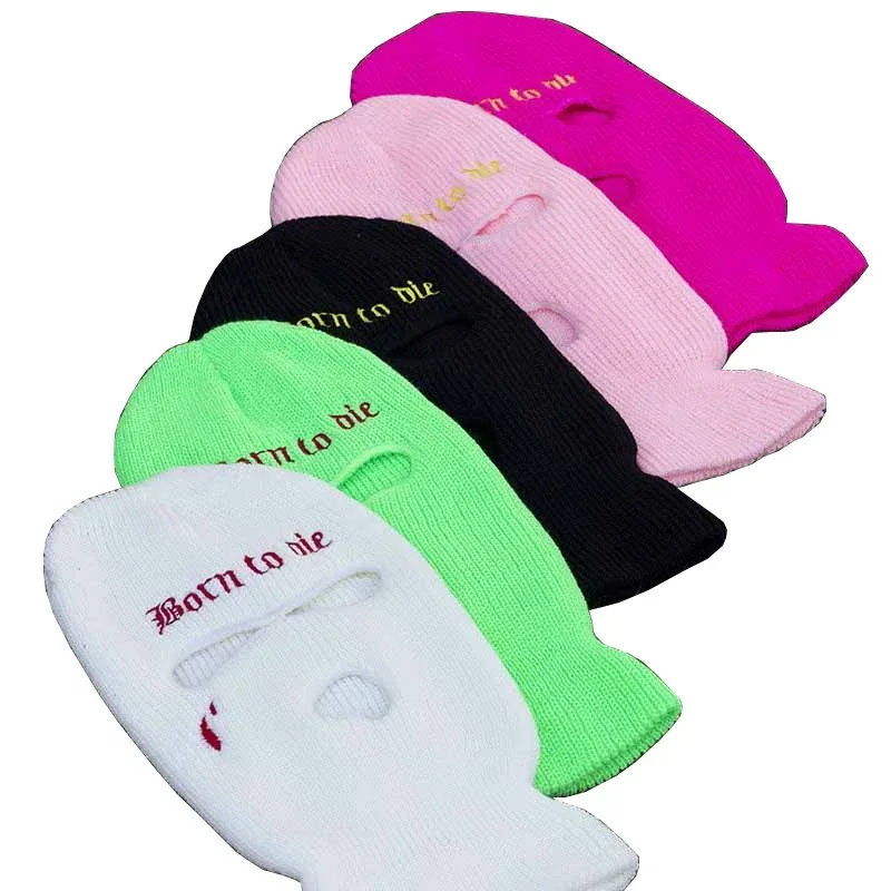 التطريز بالاكلافا 3 حفرة قناع الوجه الكامل الجيش التكتيكي قناع التزلج الشتاء قبعة هالوين حفلة بالاكلافا الدراجات التحوط قبعة