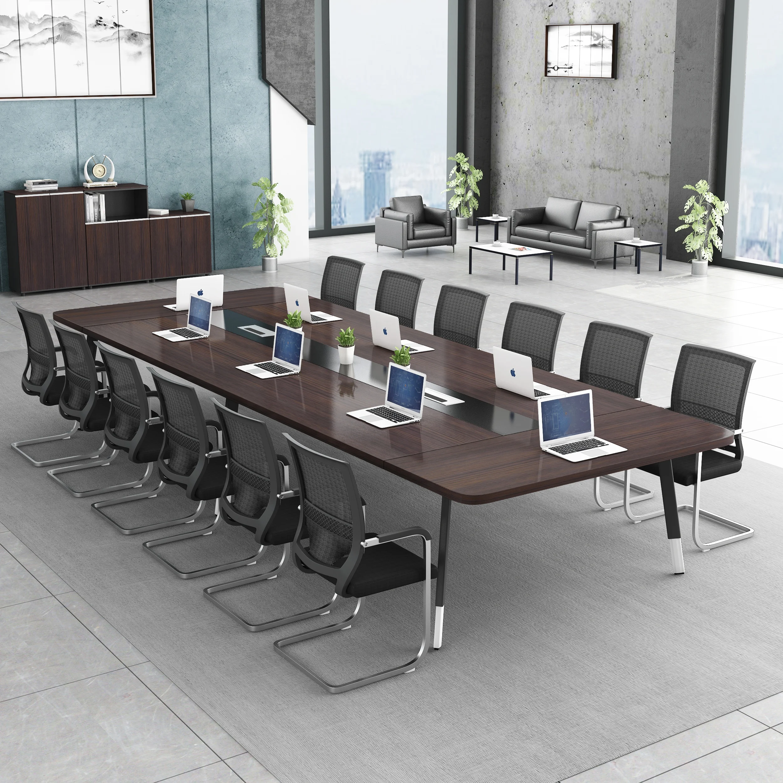 Factory Wholesale Commercial Office Furniture Meeting Room Executive Table 12 People Conference Table Modern Desk And Chairs Set