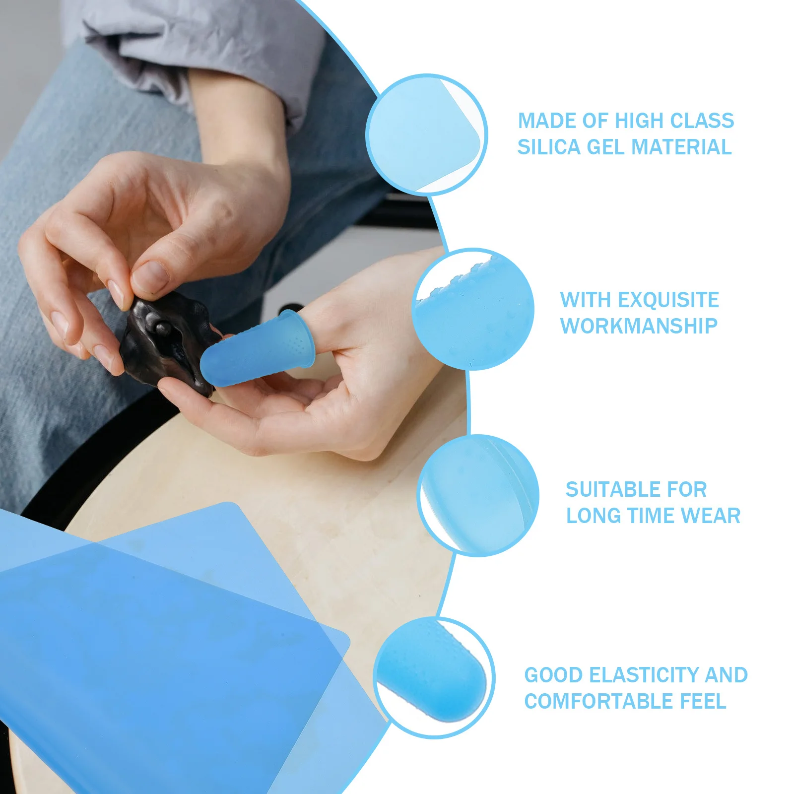 1Set Exquisite Workmanship Silicone Finger Protectors Comfortable Long Time Wear Cots Finger Sleeves Thumb Protectors