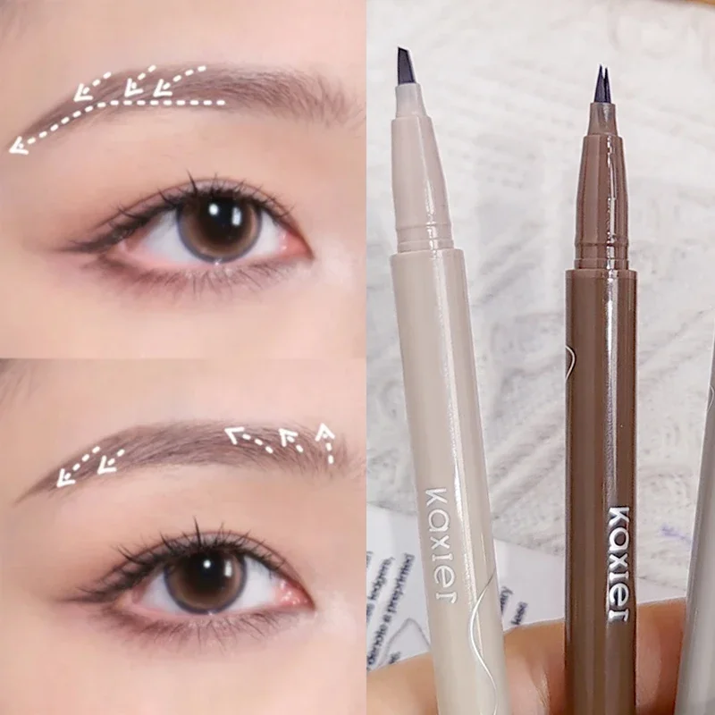 Waterproof Liquid Eyebrow Tattoo Pencil Double Head Sweatproof Easy To Color Quick Drying Water Eyebrow Liner Pen Eyes Cosmetics