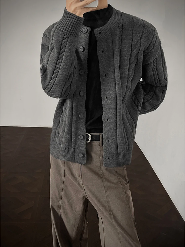 

Cleanfit Vintage Men Women Knitted Cardigan Thi Twist Open Front Henry Collar Laid-ba Sle Long Sve Outerwear