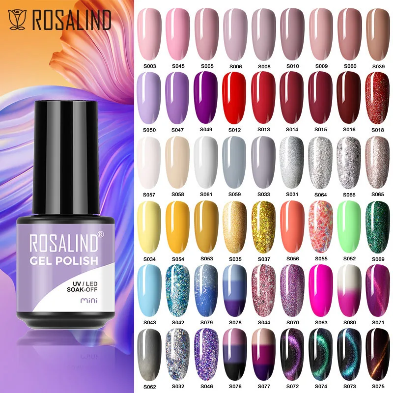 ROSALIND Nagelgel Losweken Semi Permanente Nagellak Basis Top Coat Vernis Manicure Voor Langdurige Nail Art Mini Fles