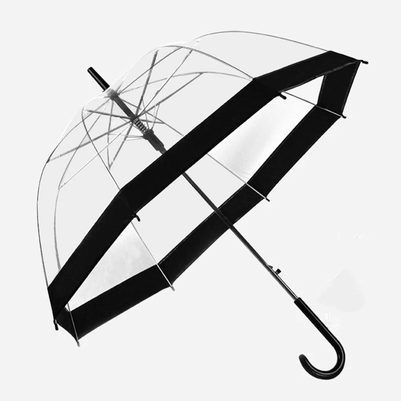 Transparent Long-handle Rain Umbrella Light Women Kids Female Umbrellas