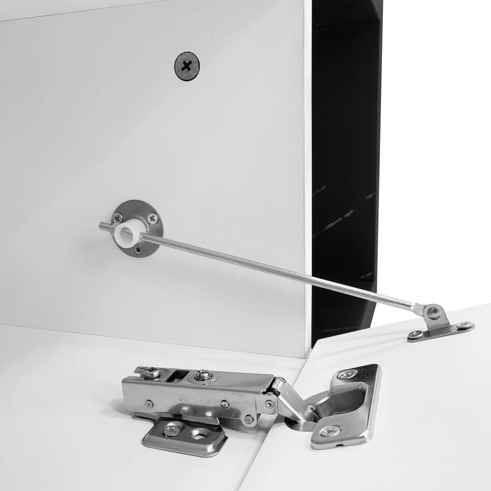 Moderner TV-Schrank mit variabler Länge (140–260 cm), drehbarer Funktion, weißes Hochglanz-Matt-Finish und goldenen Dekorationen – Detail 20