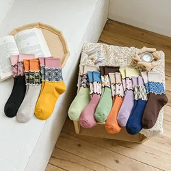 1 paio di calzini per ragazze dei cartoni animati in stile coreano giapponese fiore Color caramella Harajuku Kawaii calzini a tubo medio traspirante Casual Vintage Sox