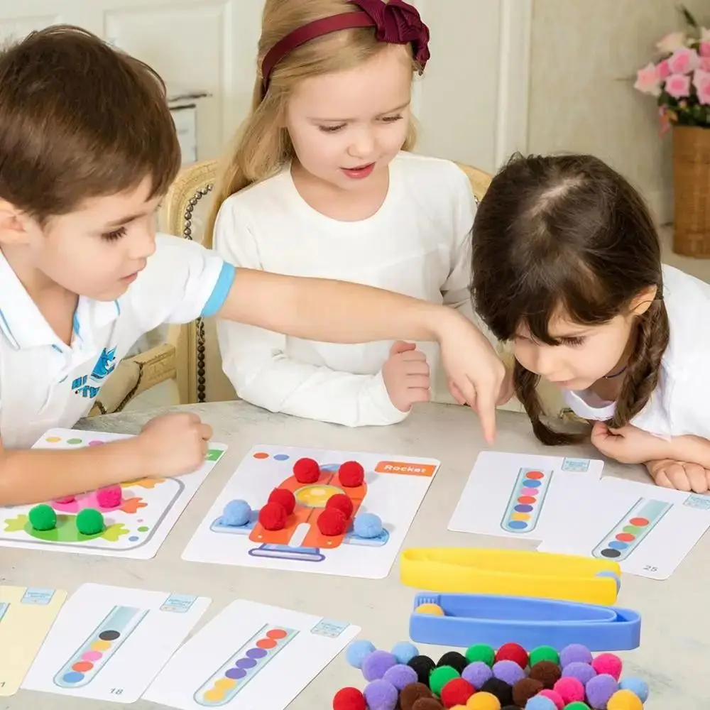 Paper Clamp Plush Ball Montessori Toys Pattern Puzzle Children Classification Toys Color Sorting Color Recognition