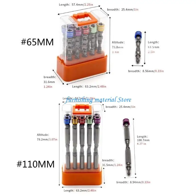 Y5GD 10pcs Bit Bit Bit Set Tác động của đầu cứng đầu cứng tuốc nơ vít Bit Bit Driver D dụng cụ cầm tay 65/100mm