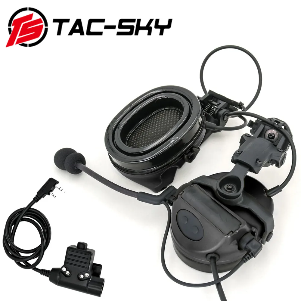 TAC-SKY caza al aire libre reducción de ruido pastilla protección auditiva COMTAC II casco ARC Track soporte versión auriculares tácticos