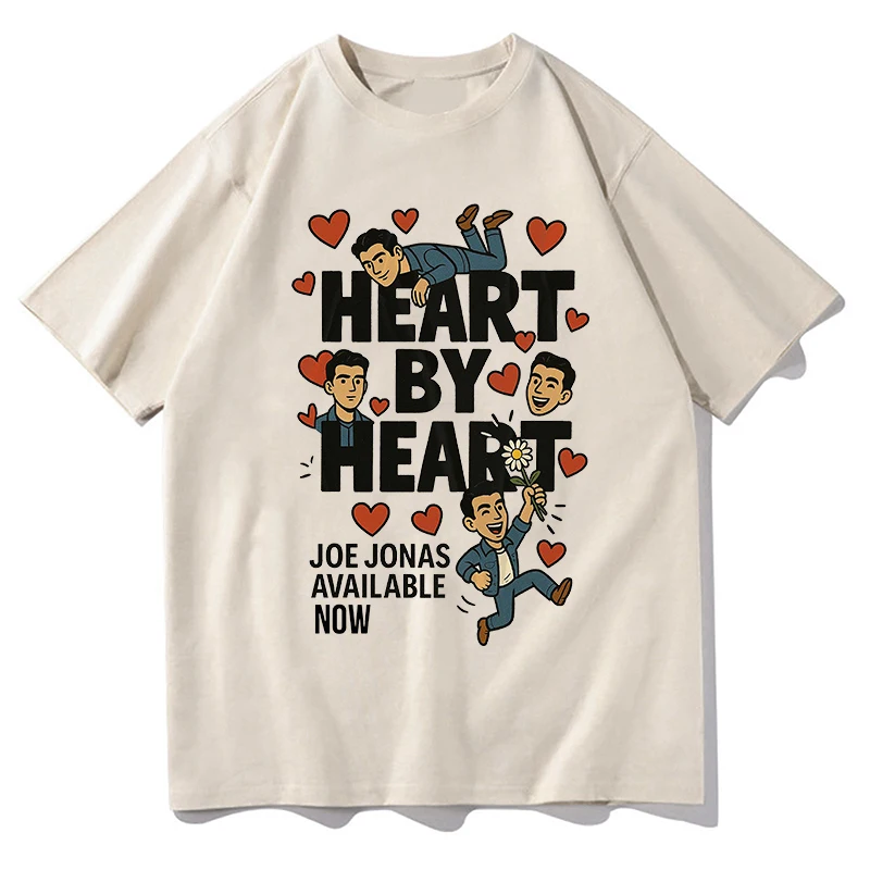 Мужская и женская футболка Joe Jonas Heart By Heart Meme из чистого хлопка, футболки с графическим принтом, одежда, эстетичная летняя одежда