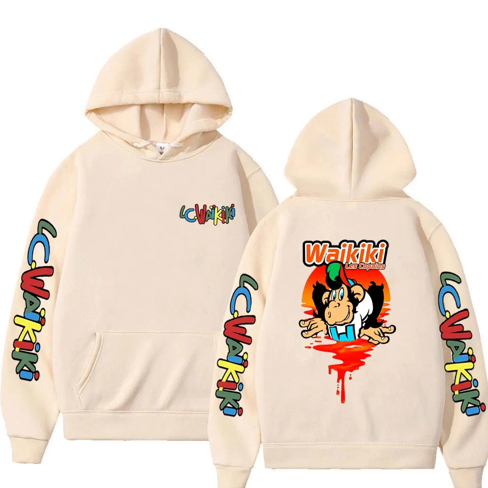 مضحك Lc Waikiki القرد الجرافيك هوديي الرجال النساء الكرتون عادية الصوف مقنعين البلوز القمم الرجال خمر المتضخم الشارع الشهير #5