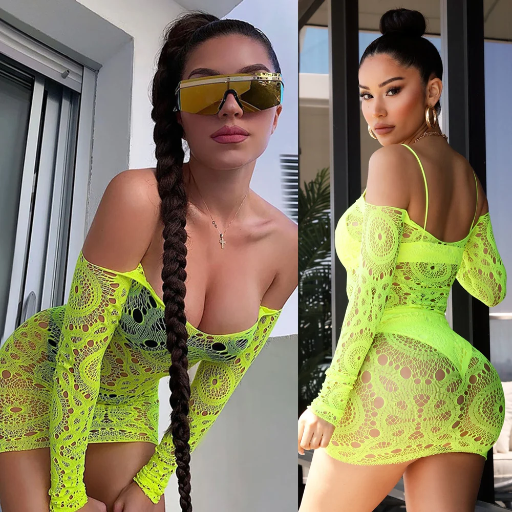 섹시한 망사 란제리 드레스, 홀터 넥, 세미 쉬어, 섹시한 베이비 돌 드레스, 파티 나이트 속옷, 비치웨어 및 수영복