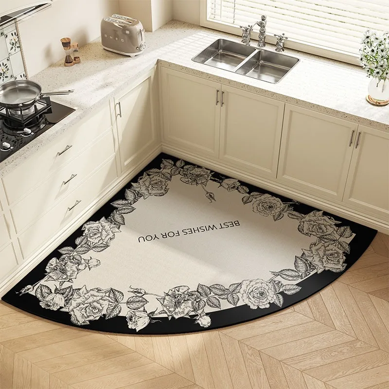 

Kitchen Floor Mats Water-absorbent Non-slip and Oil-proof Carpet PVC Diatom Mud Door Mats Irregular Shape Geometric Rugs 주방 카펫