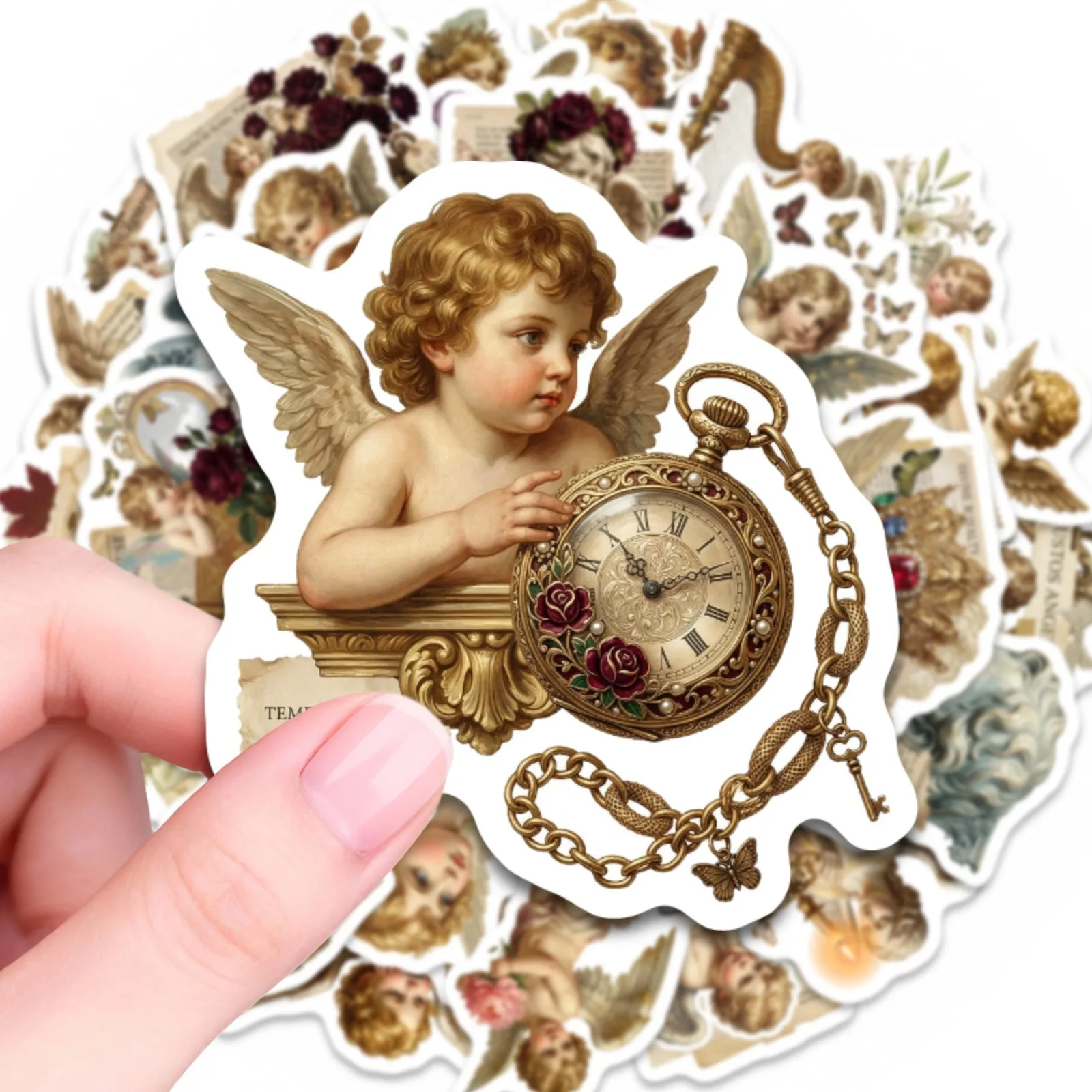 50-Pack European Classical Mythology Angel Doodle Stickers Waterproof Decor Decals for Luggage Phones Notebooks Stationery