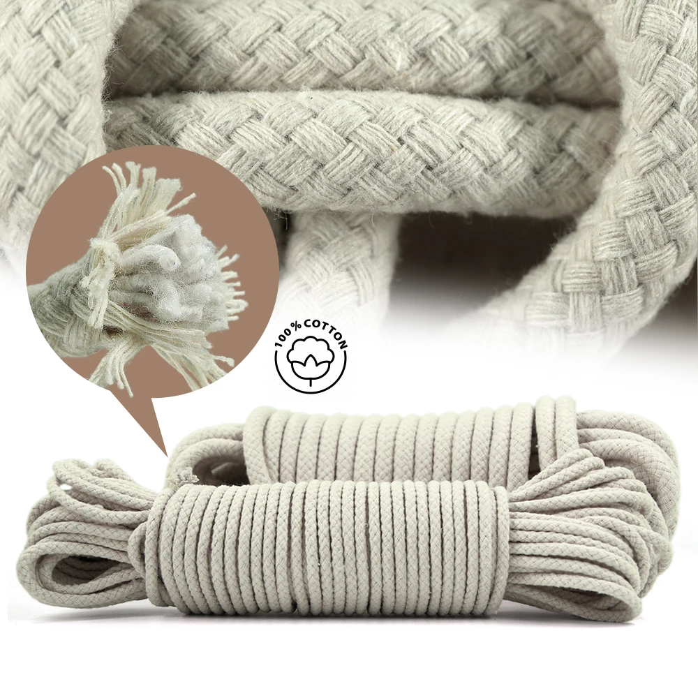 

4mm/6mm/8mm/10mm Beige Self-Priming Water Cotton Rope for Planter Plants Pot Drip Device Durable Weave Cotton Core String