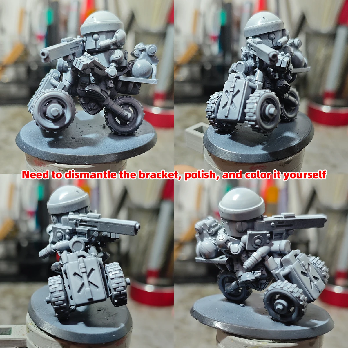 Q-Version Maßstabsmodell-Set 3D-Harz Miniatur-Soldatenfiguren Diorama Unbemalte Sci-Fi-Cartoon-Mobile Infanterie DIY – Detail 7