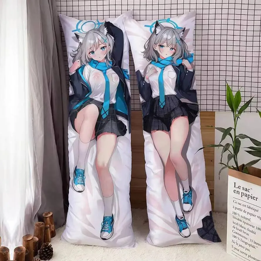 

Архивная аниме-игра Синий Sunaookami Shiroko Hing с двухсторонним принтом персиковой кожи наволочка для тела домашнее постельное белье