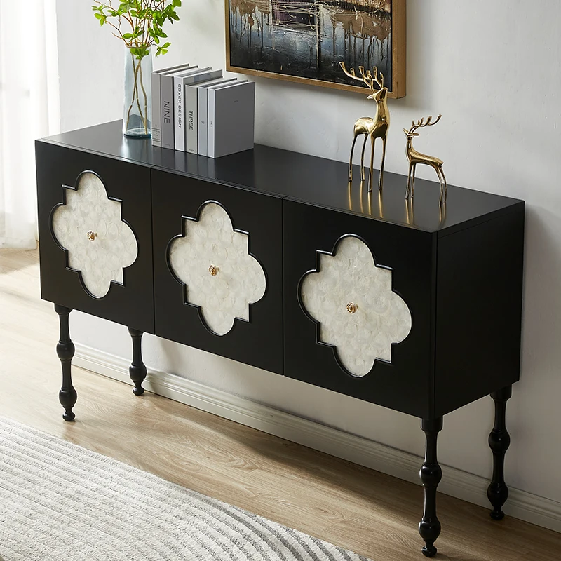 

American neoclassical entrance French solid wood simple foyer living room shell cabinet