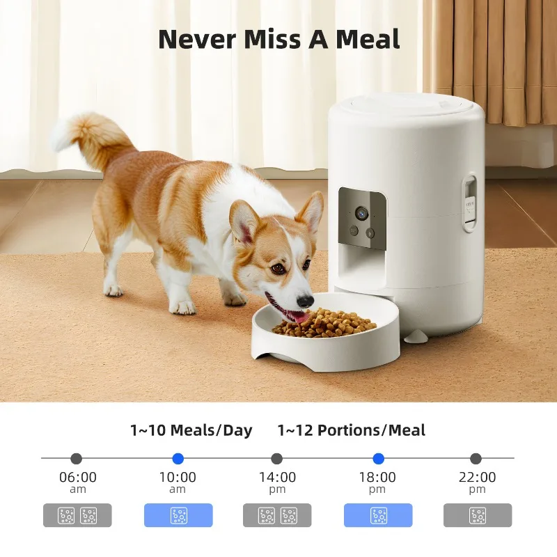Dispensador automático de comida para perros y gatos con cámara, WiFi - imagen 3