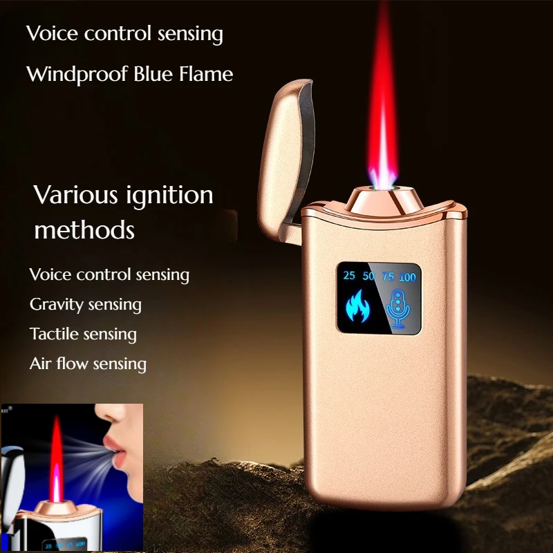 

High Appearance Level Intelligent Voice-controlled Anti-wind Lighter with Battery Display Multi-shot Ignition Inflation Lighter