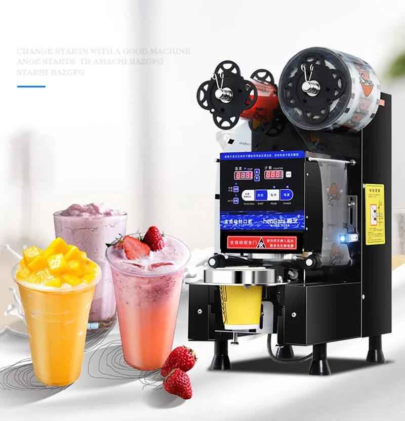 220/110V Stainless Steel Boba Tea Filler Sealer Electric Automatic Sealing Machine for Bubble Tea Equipment 9/9.5cm Coffee Shop