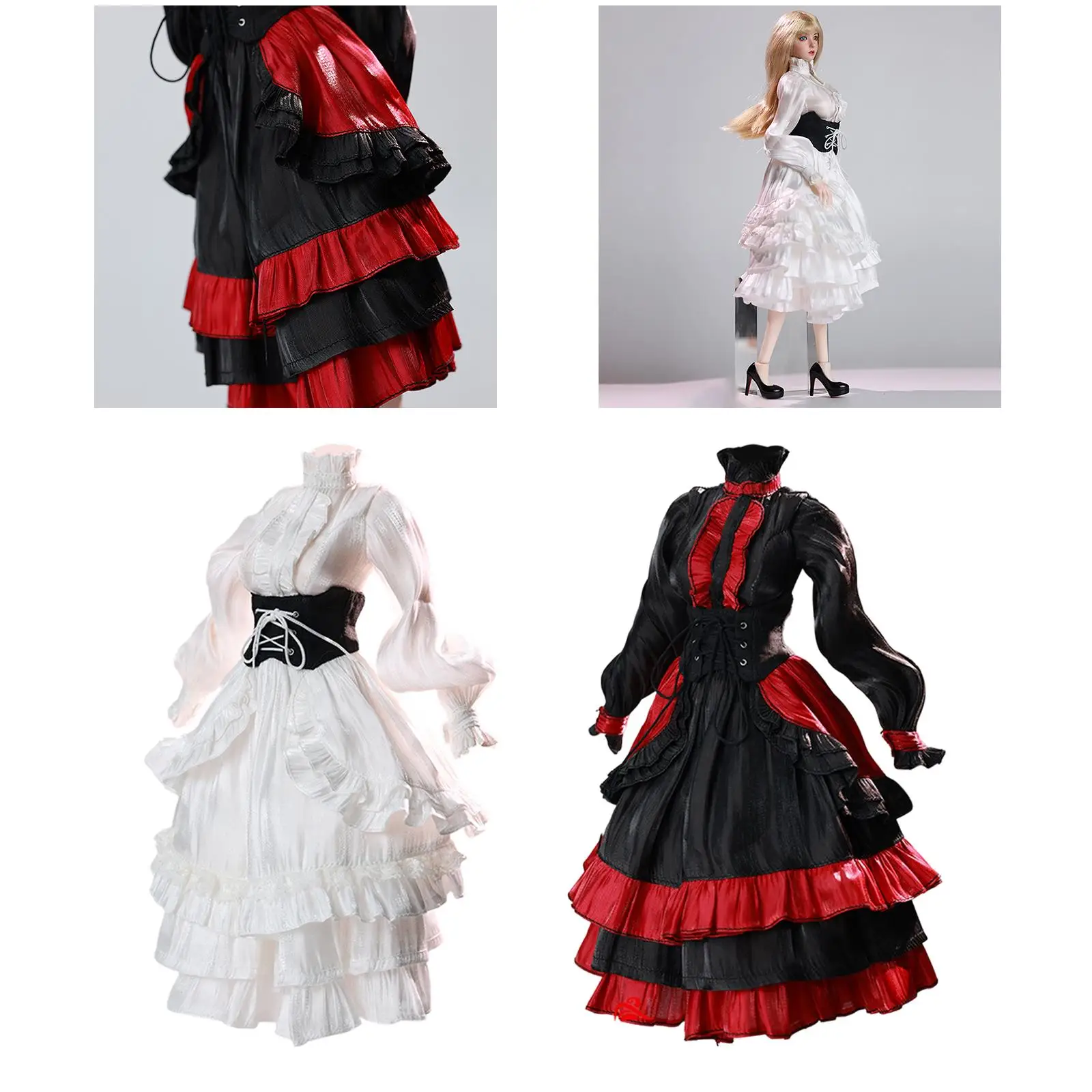 1/6 Female Action Figure Long Dress Miniature Clothing Gothic Evening Gown Dress