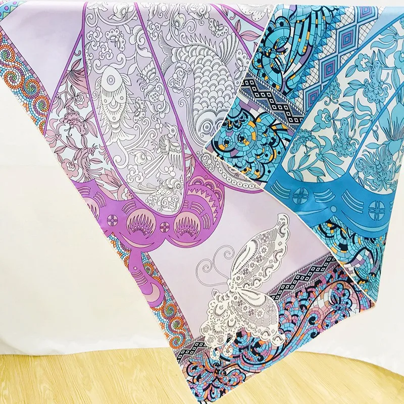 Double-Sided 100% Silk Scarf Shawl Womens Large Square Head Scarves Hijab for Hair Wrapping 35\